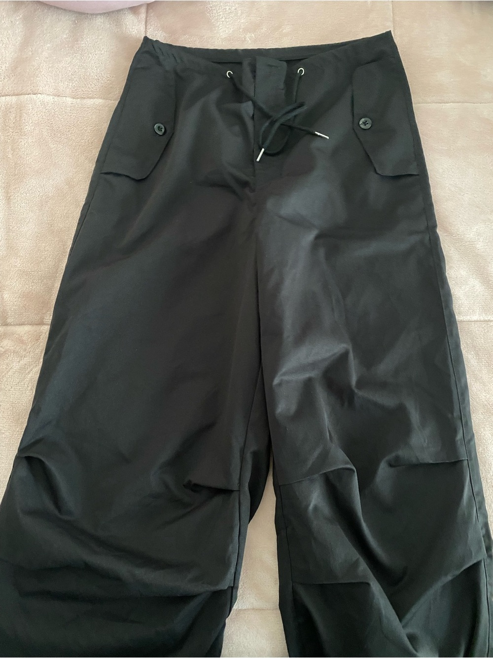 Black Drawstring Cargo Shorts